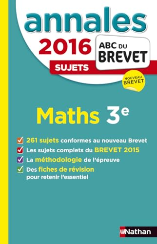 Annales brevet 2016 : mathématiques : sujets