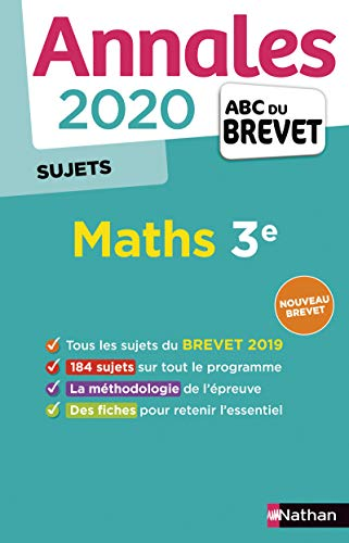 Annales brevet 2020 : mathématiques 3è : sujets